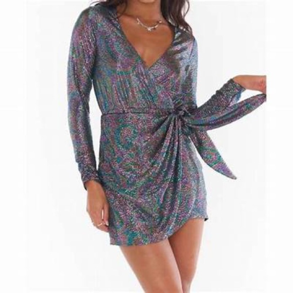 SHOW ME YOUR MUMU KIMORA MINI DRESS-BLACK COSMO CONFETTI - small // Eras tour